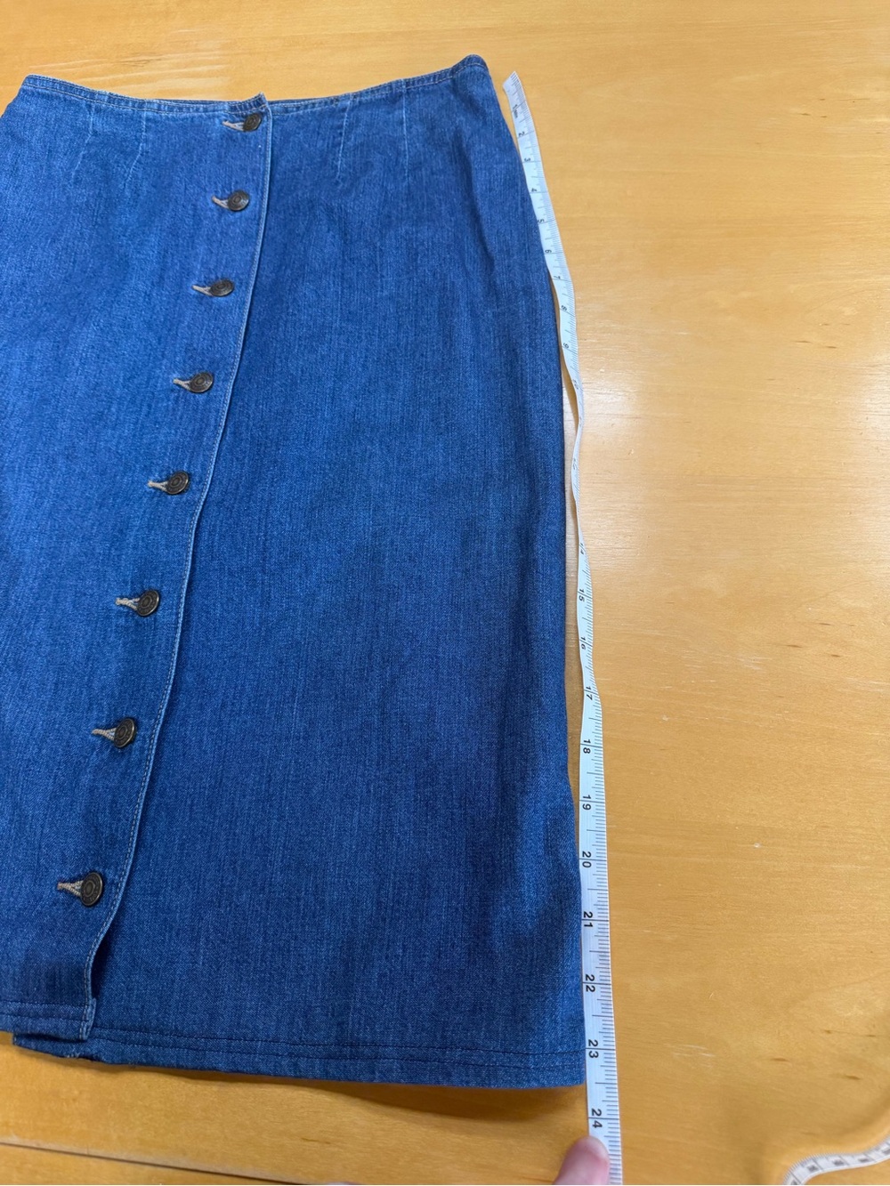 Classic Blue Denim Button-Front Vintage GAP Light Weight Cotton Denim Skirt - Picture 7 of 7